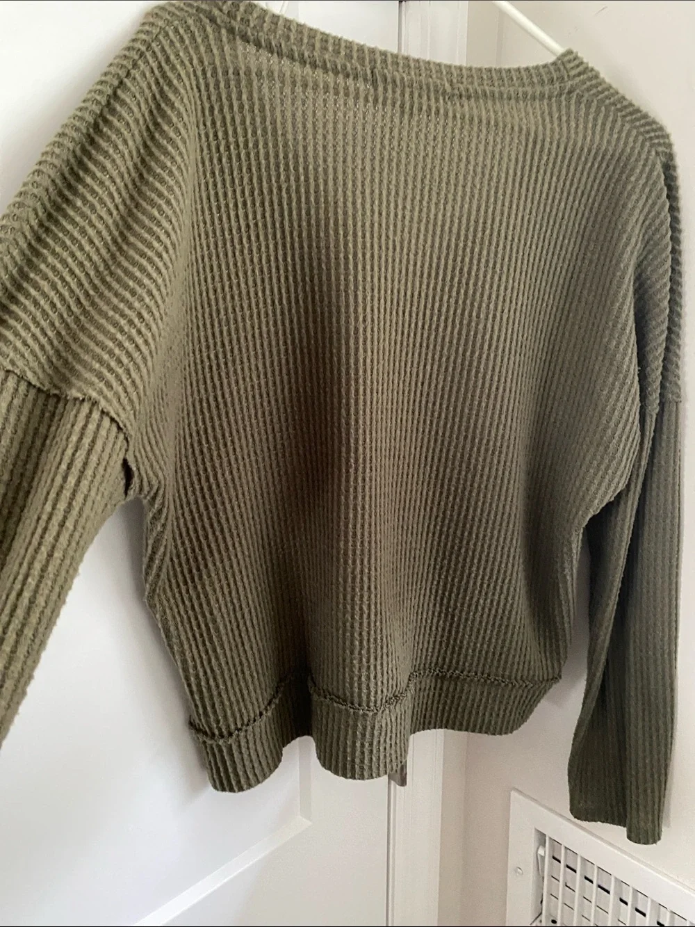 Gibsonlook Olive Ribbed V-Neck Button-Front Cardigan